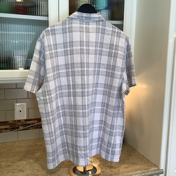 Folk Gray and White Button Down Shirt Linen Blend Size XL - Picture 3 of 7
